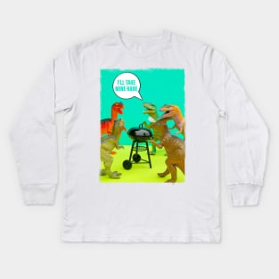 Dinosaur Barbecue Party Kids Long Sleeve T-Shirt